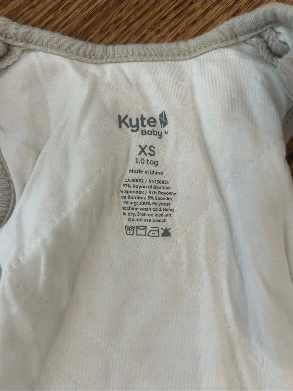 Kyte Baby Sleep Bag XS 1.0 TOG Bamboo Sleep Sack Neutral Beige GUC
